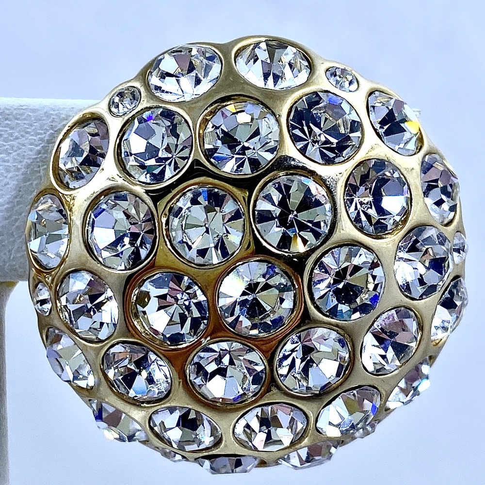 Vintage CHRISTIAN DIOR 1960s Rhinestone Clip Earrings - Picture 2 of 5